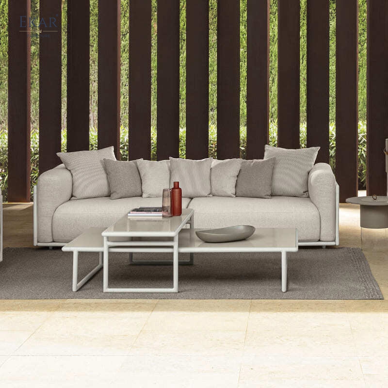 HAVEN Outdoor Coffee Table | Modern Stainless Steel Patio Table Customizable Top | EKAR FURNITURE