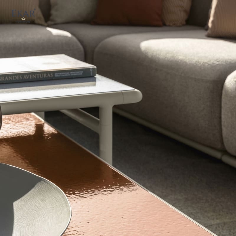HAVEN Outdoor Coffee Table | Modern Stainless Steel Patio Table Customizable Top | EKAR FURNITURE