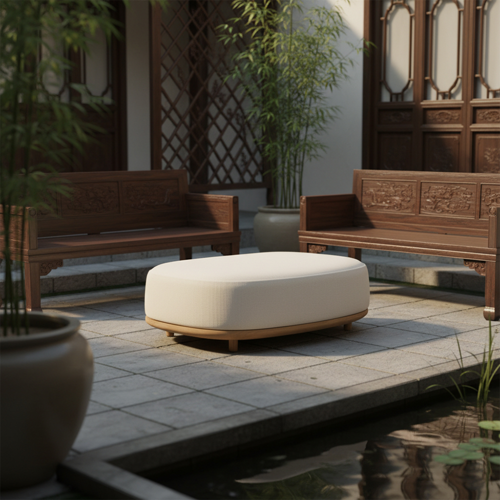 EKAR Horizon Cloud Outdoor Ottoman | Luxury Waterproof Patio Stool |