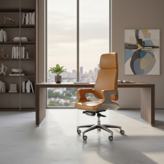 EKAR Vanguard Luxury Saffron Leather Executive Chair | Ergonomic Custom Office Seating |