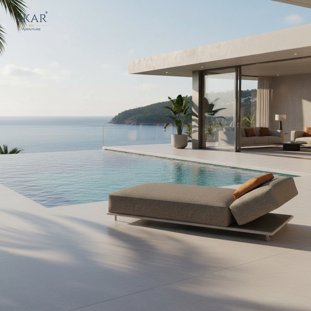 DRIFT Outdoor Sunbed | Modern Adjustable Backrest Pool Daybed | EKAR FURNITURE