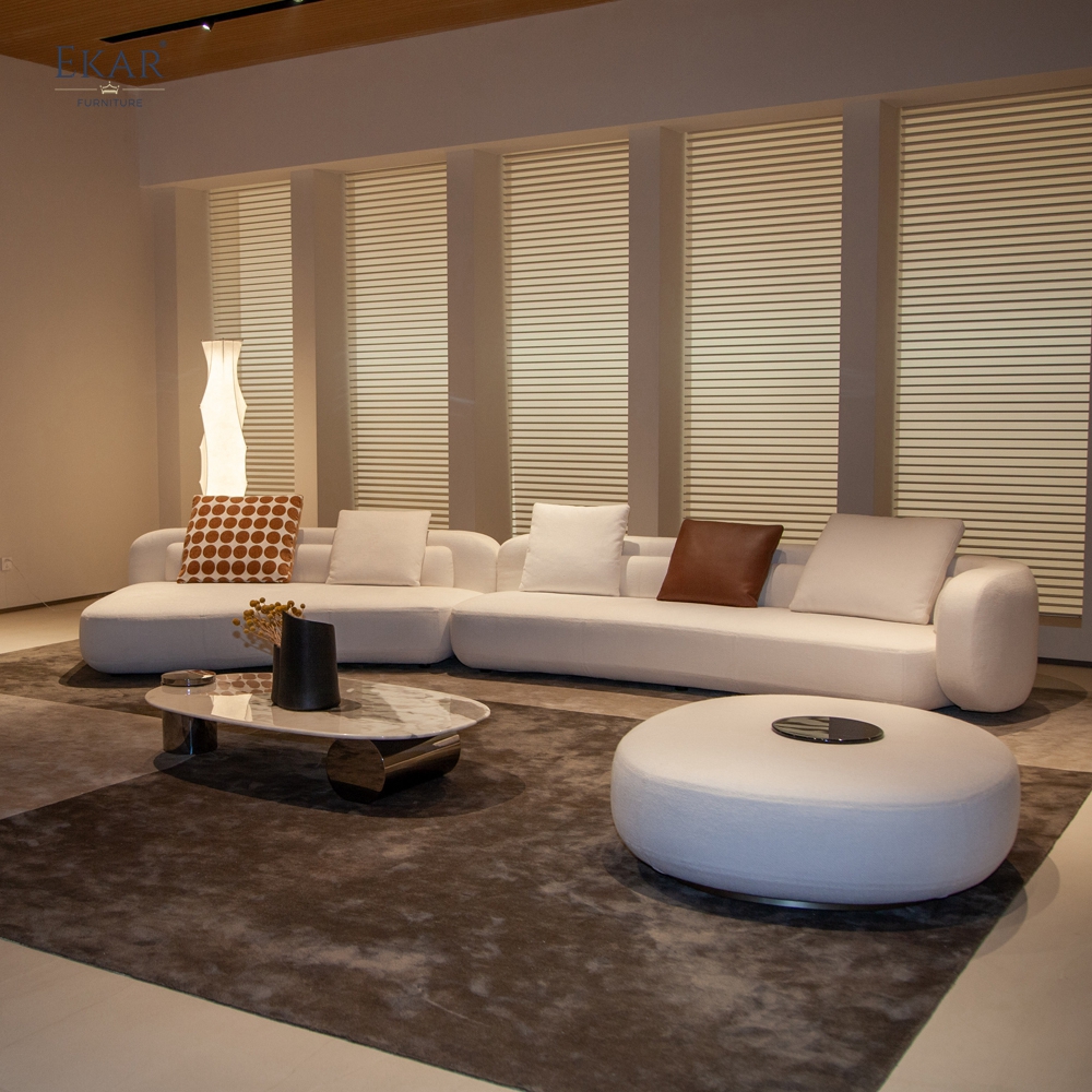 LUNAR Curved Modular Sofa | Large Boucle Sectional Living Room Sofa | EKAR FURNITURE