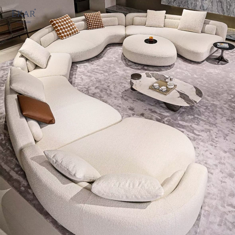 LUNAR Curved Modular Sofa | Large Boucle Sectional Living Room Sofa | EKAR FURNITURE