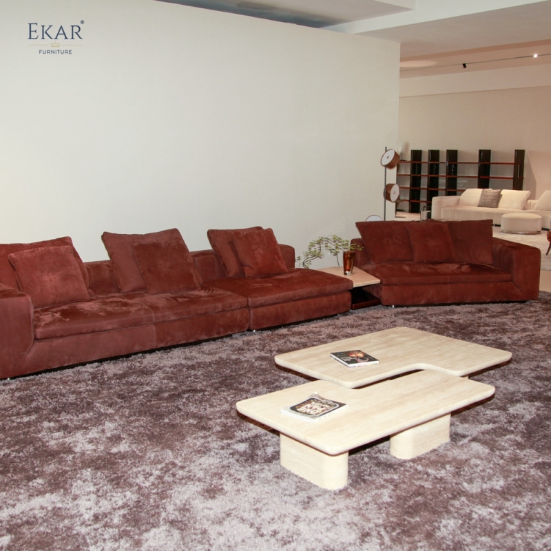 GROVE Modular Sectional Sofa | Minimalist Low-Profile Nubuck Leather Sofa | EKAR FURNITURE