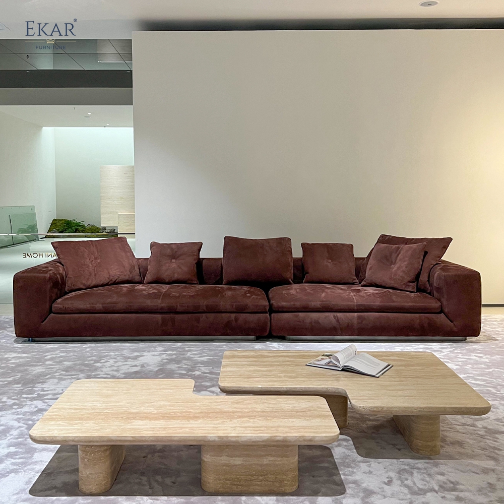 GROVE Modular Sectional Sofa | Minimalist Low-Profile Nubuck Leather Sofa | EKAR FURNITURE