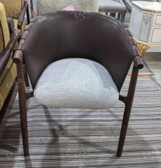 Modern Leather Armchair – Sleek Dining Chair with Elegant Metal Base