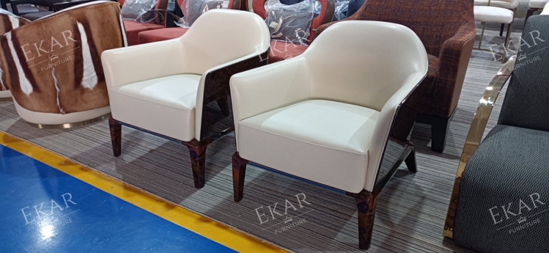 Wood veneer curved wood backrest leisure chair