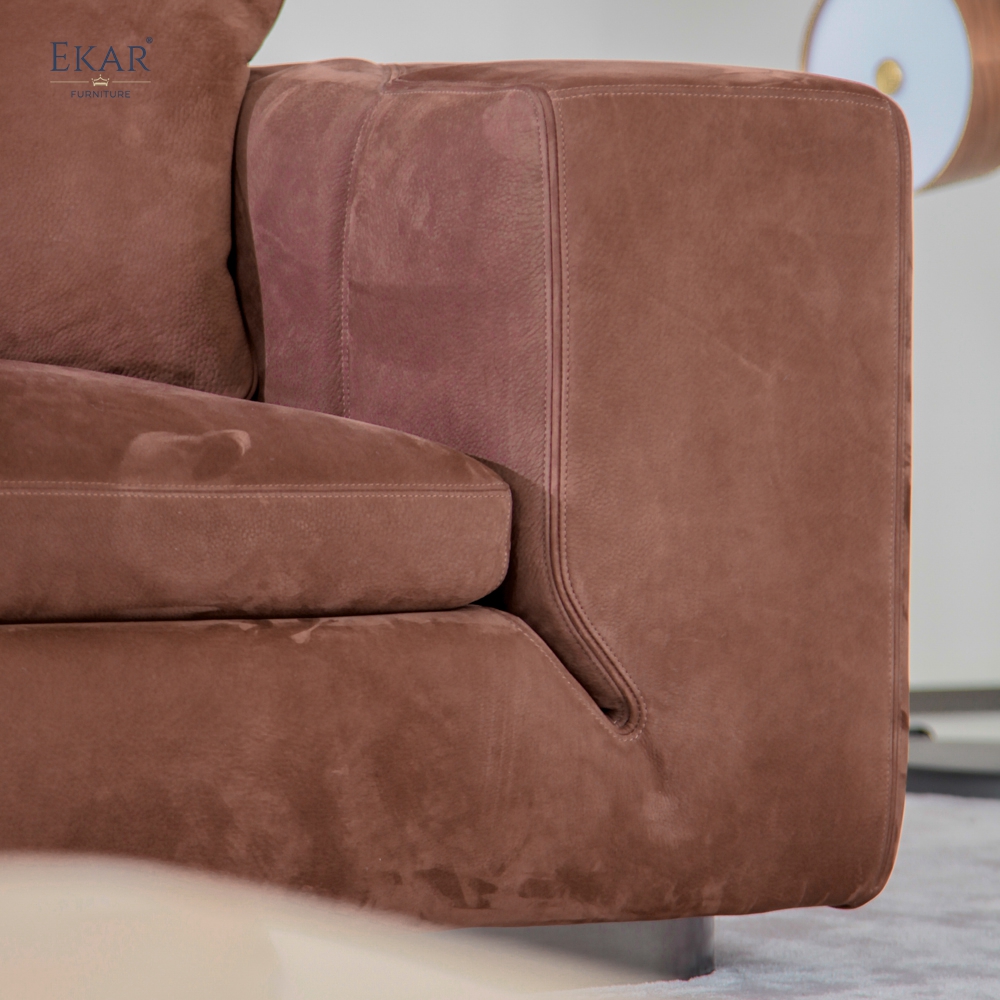 GROVE Modular Sectional Sofa | Minimalist Low-Profile Nubuck Leather Sofa | EKAR FURNITURE