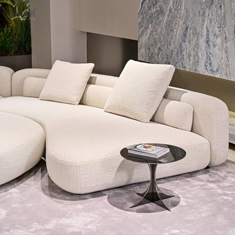 LUNAR Curved Modular Sofa | Large Boucle Sectional Living Room Sofa | EKAR FURNITURE