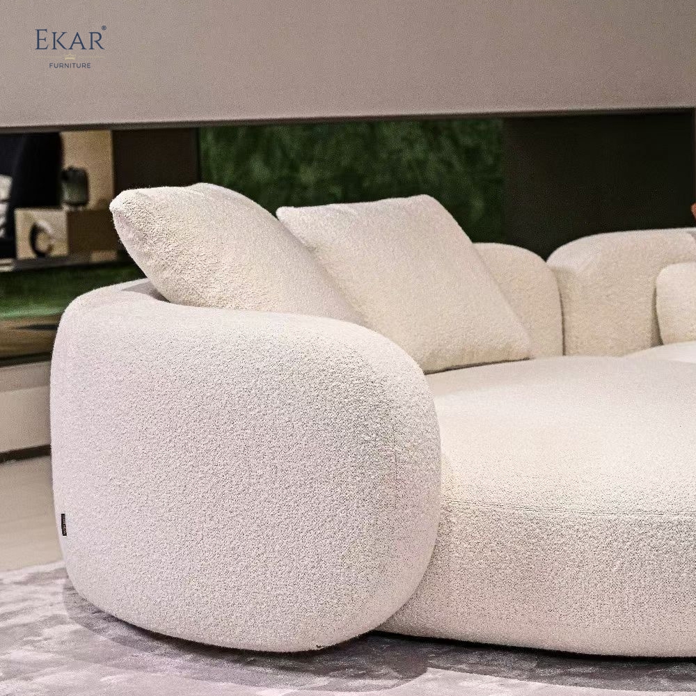 LUNAR Curved Modular Sofa | Large Boucle Sectional Living Room Sofa | EKAR FURNITURE