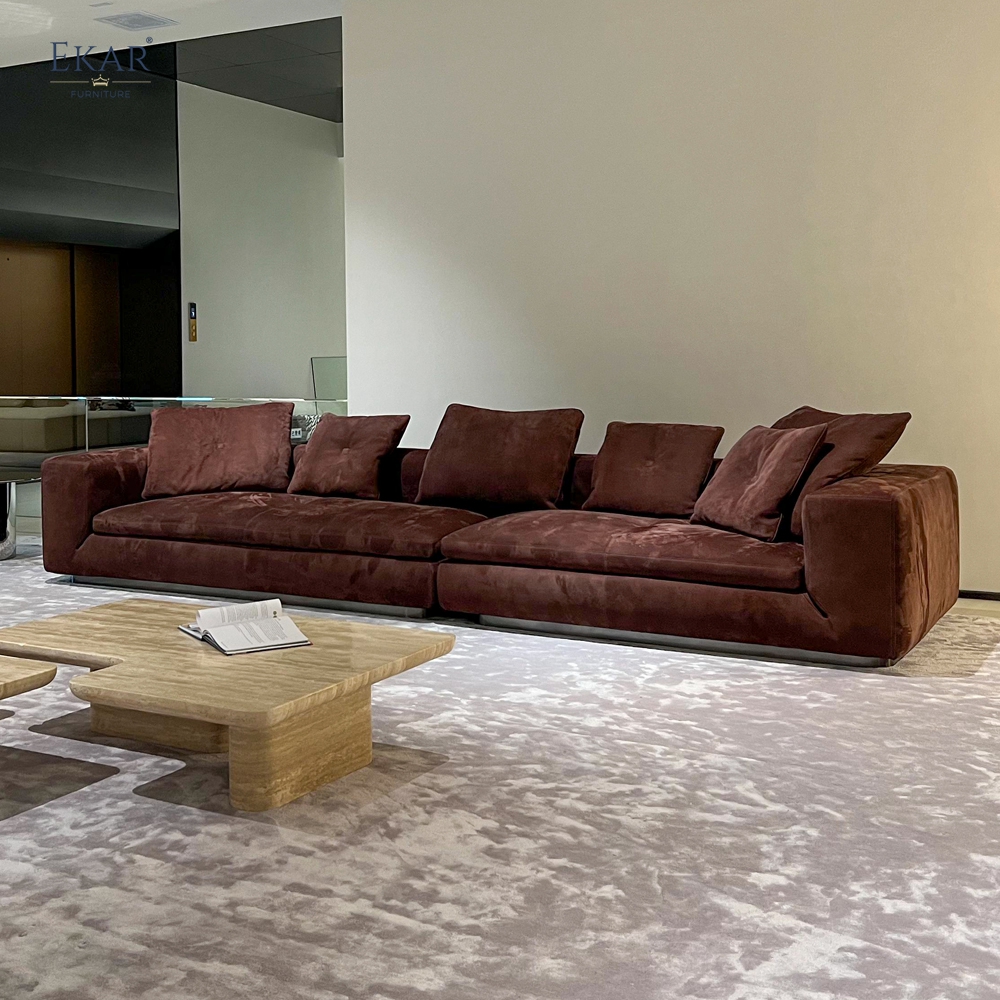 GROVE Modular Sectional Sofa | Minimalist Low-Profile Nubuck Leather Sofa | EKAR FURNITURE