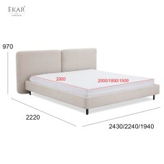 EKAR Float Split Headboard Platform Bed | Modern Minimalist Upholstered Bed Frame | EKAR FURNITURE
