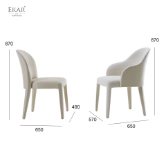 EKAR Tulip Fully Upholstered Dining Armchair | Modern Minimalist Dining Chair | EKAR FURNITURE