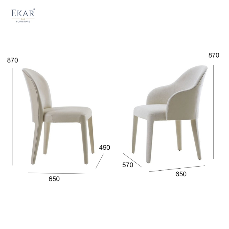 EKAR Tulip Fully Upholstered Dining Armchair | Modern Minimalist Dining Chair | EKAR FURNITURE