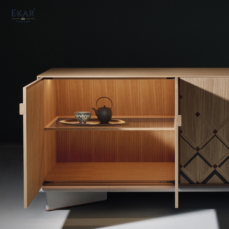 EKAR Lattice Solid Wood Sideboard Cabinet | Modern Art Deco Bedroom & Living Room Storage Cabinet