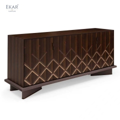 EKAR Lattice Solid Wood Sideboard Cabinet | Modern Art Deco Bedroom & Living Room Storage Cabinet