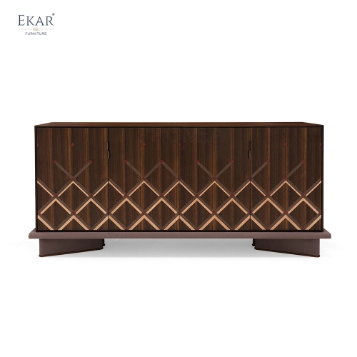 EKAR Lattice Solid Wood Sideboard Cabinet | Modern Art Deco Bedroom &amp; Living Room Storage Cabinet