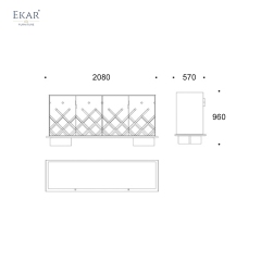 EKAR Lattice Solid Wood Sideboard Cabinet | Modern Art Deco Bedroom & Living Room Storage Cabinet
