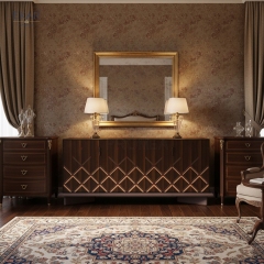 EKAR Lattice Solid Wood Sideboard Cabinet | Modern Art Deco Bedroom & Living Room Storage Cabinet