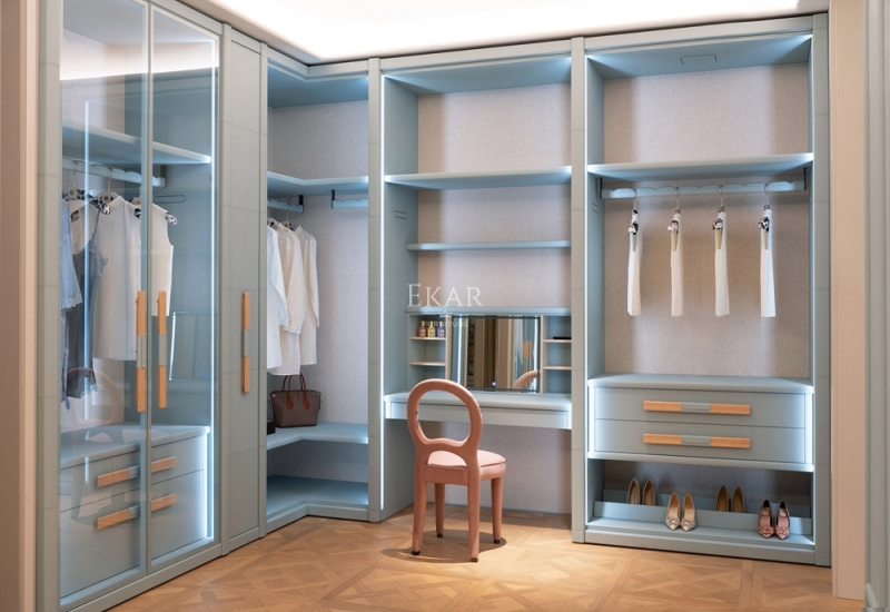 EKAR Custom Walk-In Wardrobe & Dressing Room System | Modern Built-In Closet with Vanity | EKAR FURNITURE