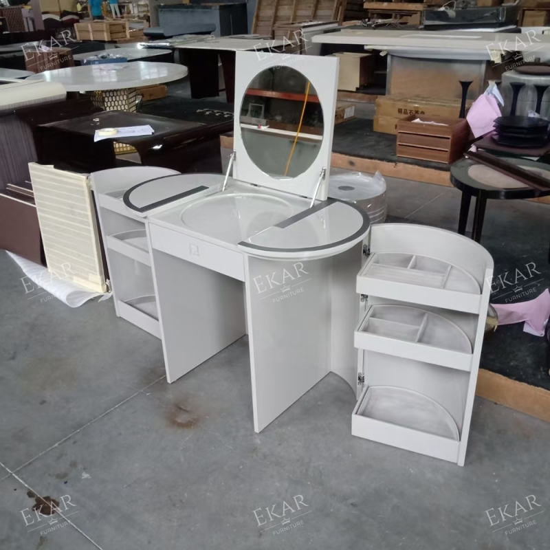 Modern Oval Dressing Table – Sleek Design with Ample Storage and Elegance