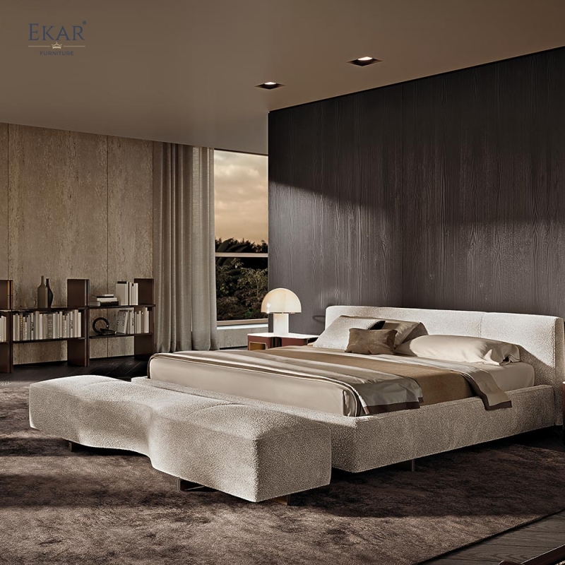 EKAR Wave Upholstered Bed End Bench | Modern Minimalist Bedroom Bench & Ottoman | EKAR FURNITURE