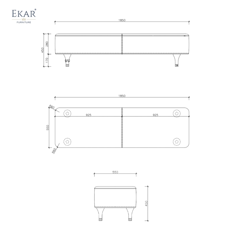 EKAR Horizon Bench | Modern Upholstered Bed End Bench
