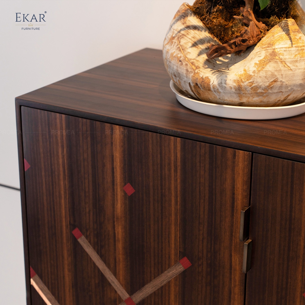 EKAR Lattice Solid Wood Sideboard Cabinet | Modern Art Deco Bedroom & Living Room Storage Cabinet