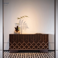 EKAR Lattice Solid Wood Sideboard Cabinet | Modern Art Deco Bedroom & Living Room Storage Cabinet