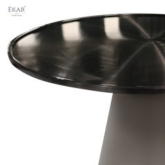 EKAR Modern Metal Pedestal Side Table | Minimalist Contemporary Accent Table for Living Room & Bedroom