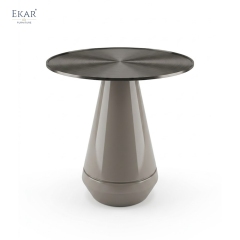 EKAR Modern Metal Pedestal Side Table | Minimalist Contemporary Accent Table for Living Room & Bedroom