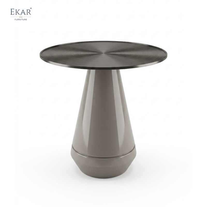 EKAR Modern Metal Pedestal Side Table | Minimalist Contemporary Accent Table for Living Room & Bedroom