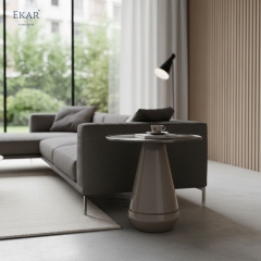 EKAR Modern Metal Pedestal Side Table | Minimalist Contemporary Accent Table for Living Room & Bedroom