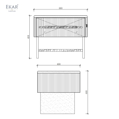 EKAR Ribbed Walnut Modern Nightstand | Contemporary Wooden Bedside Table with Drawer Storage