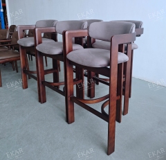 Crossframe Wood Bar Stool | Modern Solid Wood Bar Stool with Arms | EKAR FURNITURE