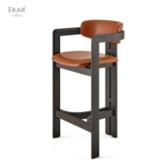 Crossframe Wood Bar Stool | Modern Solid Wood Bar Stool with Arms | EKAR FURNITURE