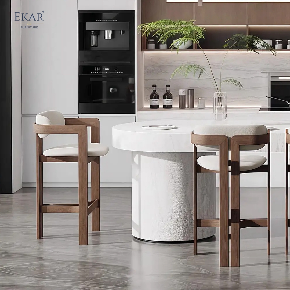 Crossframe Wood Bar Stool | Modern Solid Wood Bar Stool with Arms | EKAR FURNITURE