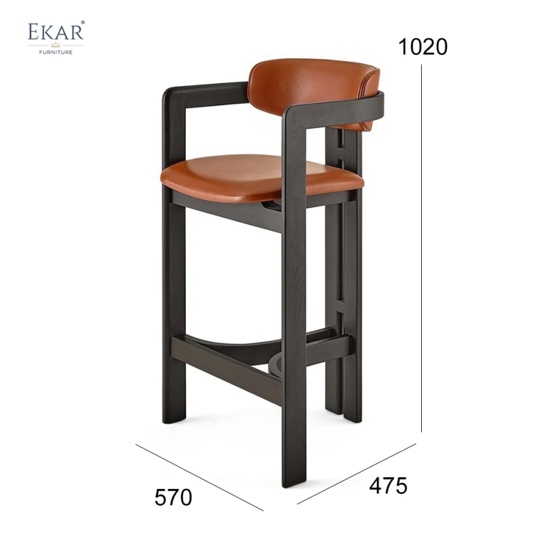 Crossframe Wood Bar Stool | Modern Solid Wood Bar Stool with Arms | EKAR FURNITURE