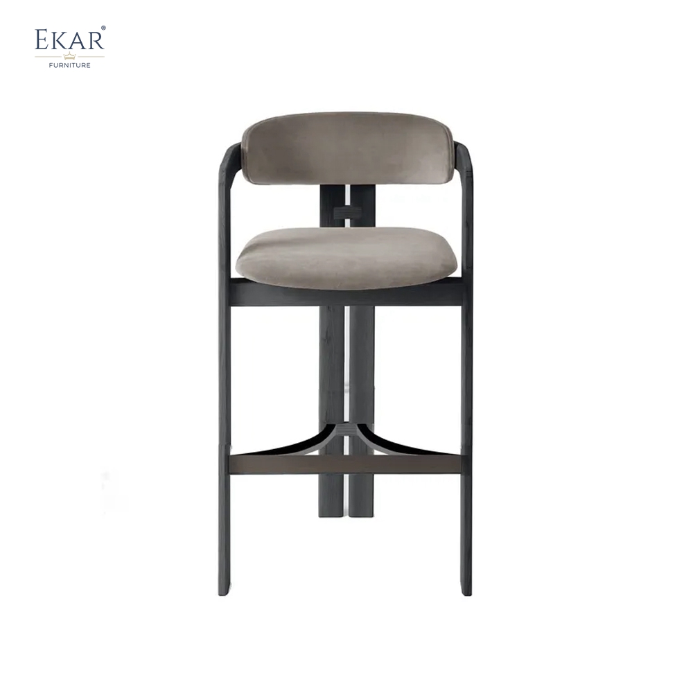 Crossframe Wood Bar Stool | Modern Solid Wood Bar Stool with Arms | EKAR FURNITURE
