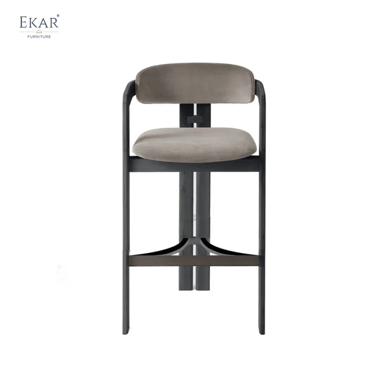 Crossframe Wood Bar Stool | Modern Solid Wood Bar Stool with Arms | EKAR FURNITURE