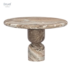 Totem Marble Outdoor Dining Table | Round Stone Outdoor Table | EKAR FURNITURE