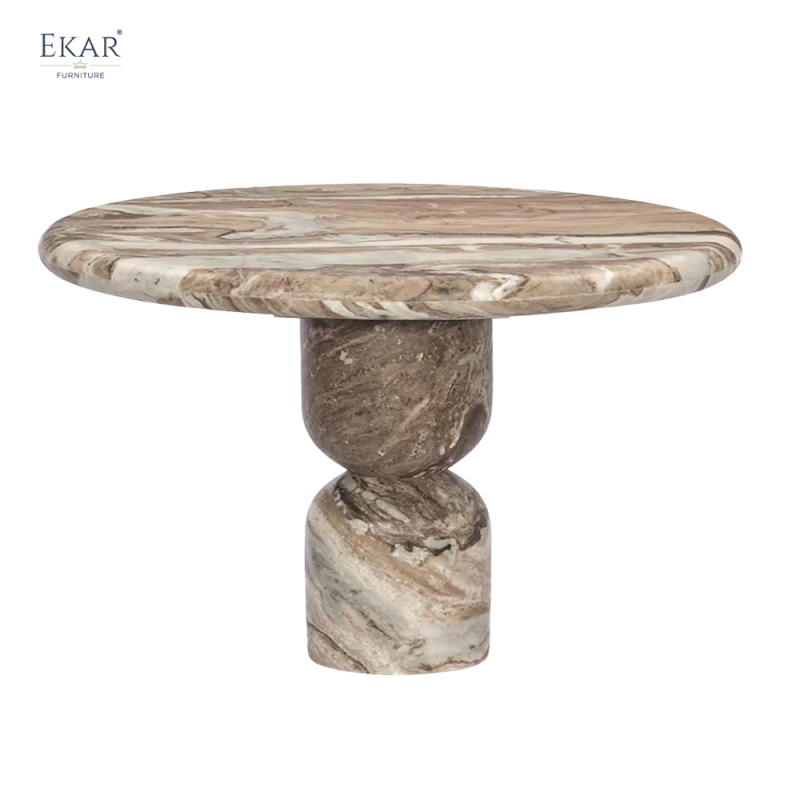 Totem Marble Outdoor Dining Table | Round Stone Outdoor Table | EKAR FURNITURE