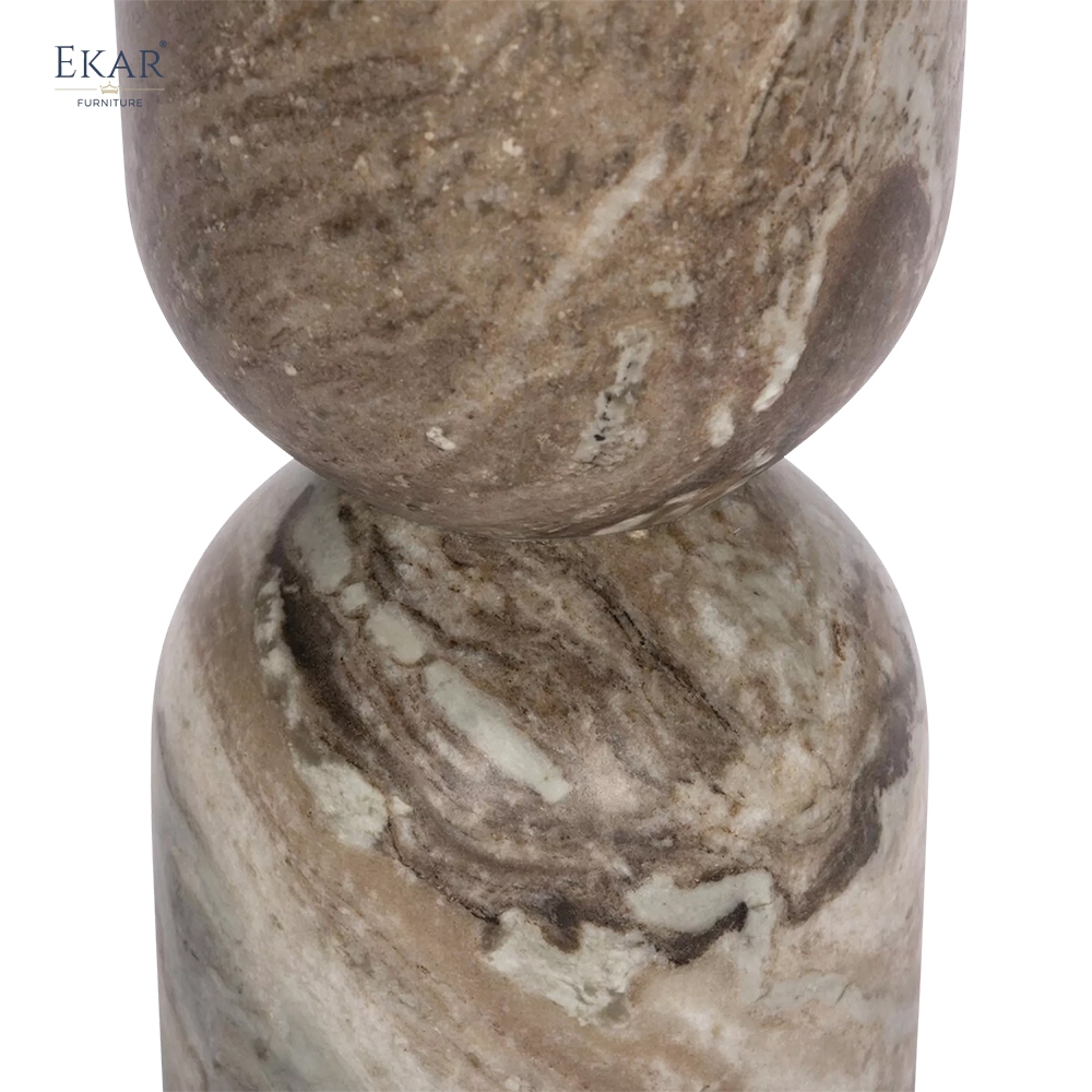 Totem Marble Outdoor Dining Table | Round Stone Outdoor Table | EKAR FURNITURE