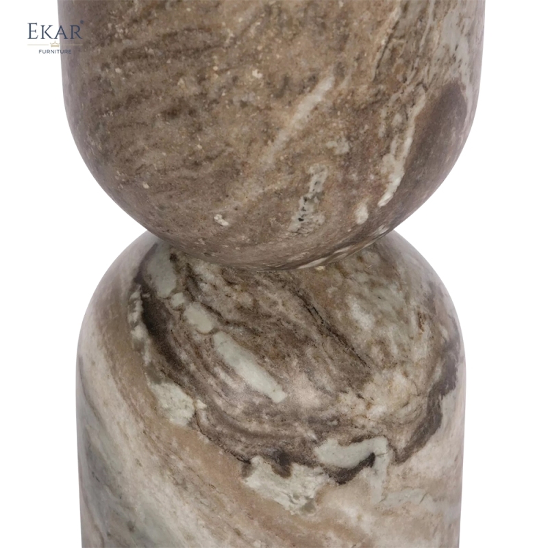 Totem Marble Outdoor Dining Table | Round Stone Outdoor Table | EKAR FURNITURE