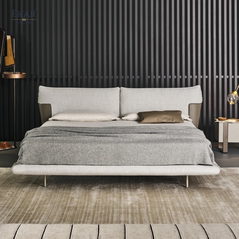 Wingear Upholstered Bed | Modern Luxury Bed Frame with Winged Headboard | EKAR FURNITURE