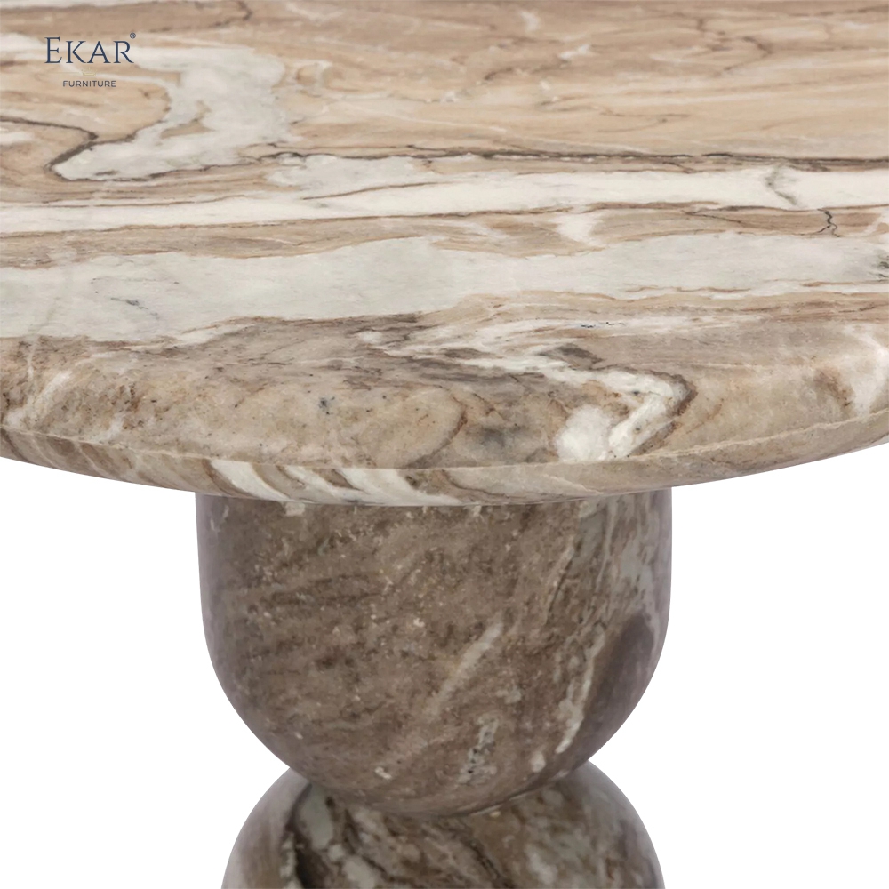 Totem Marble Outdoor Dining Table | Round Stone Outdoor Table | EKAR FURNITURE
