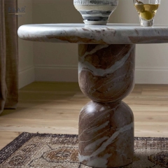 Totem Marble Outdoor Dining Table | Round Stone Outdoor Table | EKAR FURNITURE