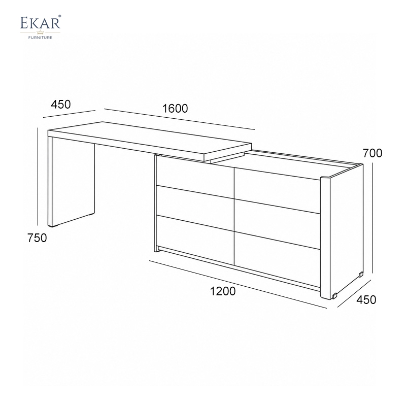 Viera Modular Vanity Desk & Dresser — Two-Tone Makeup Dressing Table with 6 Drawers