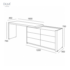 Viera Modular Vanity Desk & Dresser — Two-Tone Makeup Dressing Table with 6 Drawers