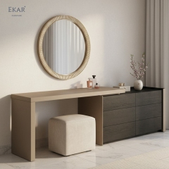Viera Modular Vanity Desk & Dresser — Two-Tone Makeup Dressing Table with 6 Drawers